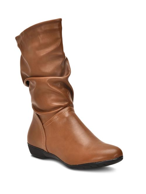Brown Faux Leather Boots - 9733885 - Very Small Image - 1