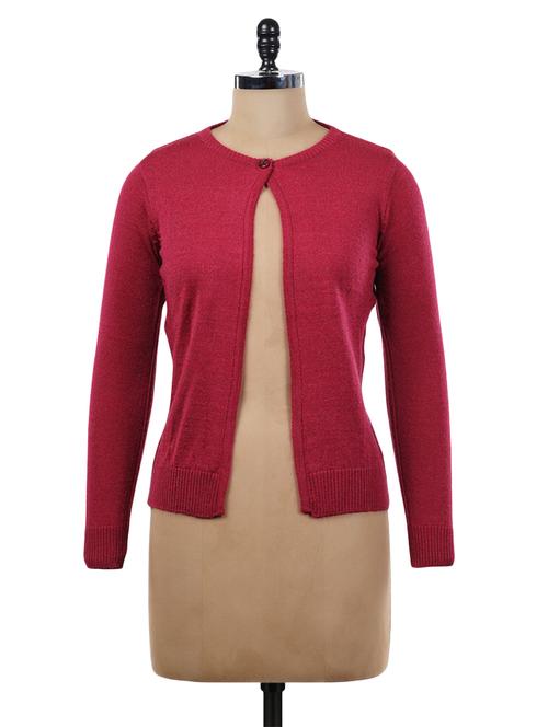 pink acrylic wool cardigan - 9734196 - Very Small Image - 1