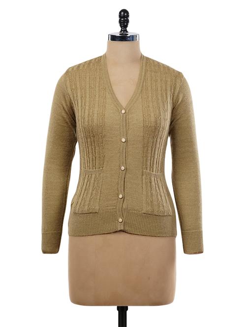 brown acrylic wool cardigan - 9734199 - Very Small Image - 1