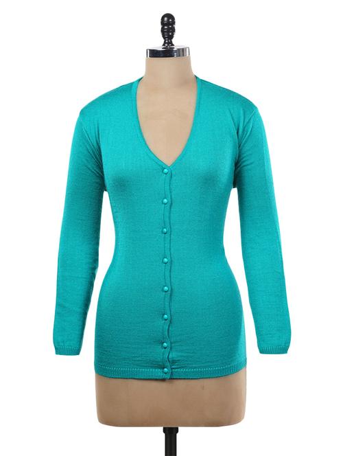 green acrylic wool cardigan - 9734203 - Very Small Image - 1