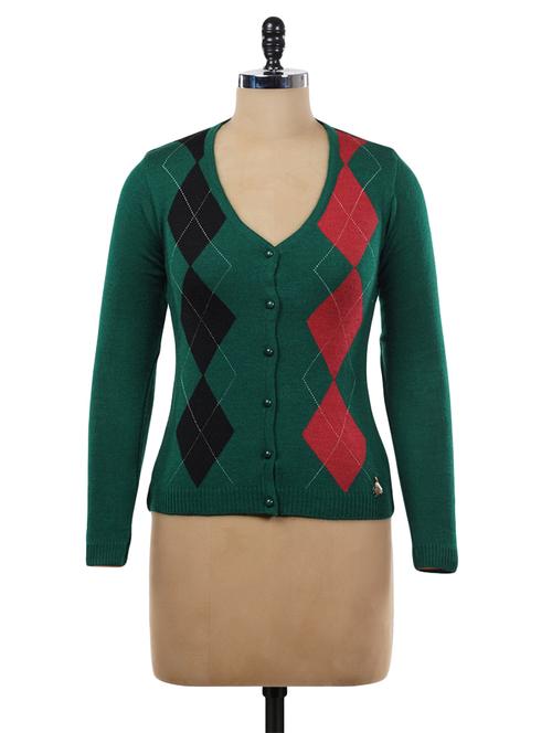 green acrylic wool cardigan - 9734210 - Very Small Image - 1