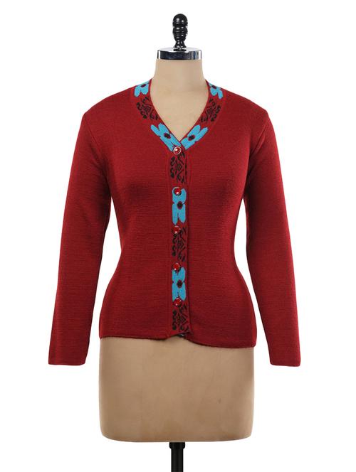 red acrylic wool cardigan - 9734212 - Very Small Image - 1