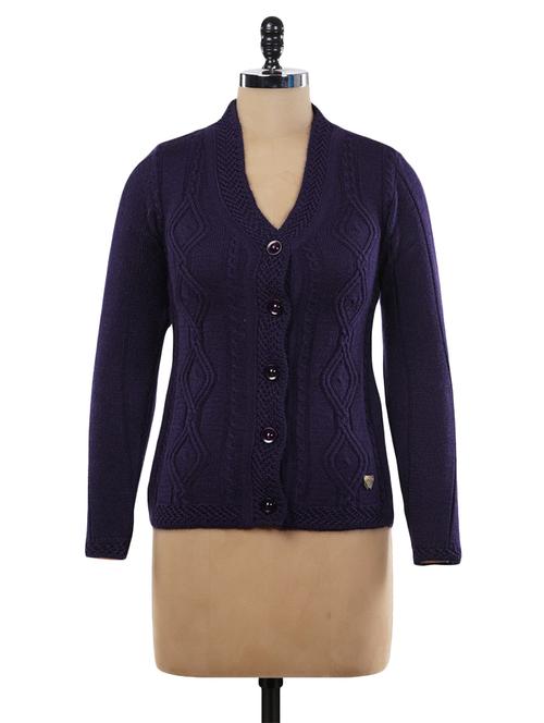 purple acrylic wool cardigan - 9734230 - Very Small Image - 1