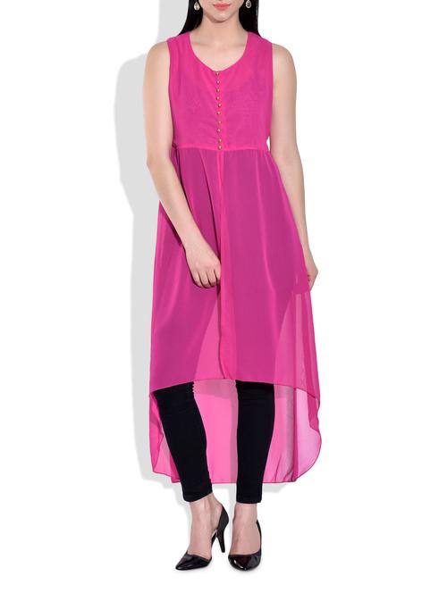 pink poly georgette tunic - 9740387 - Very Small Image - 1