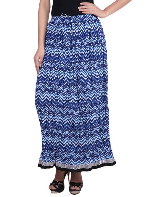 blue printed cotton maxi skirt - 9742030 - Very Small Image - 1