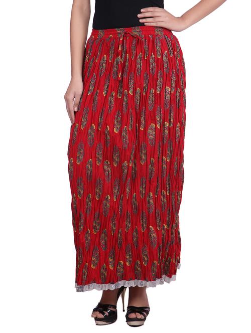 red printed cotton maxi skirt - 9742033 - Very Small Image - 1