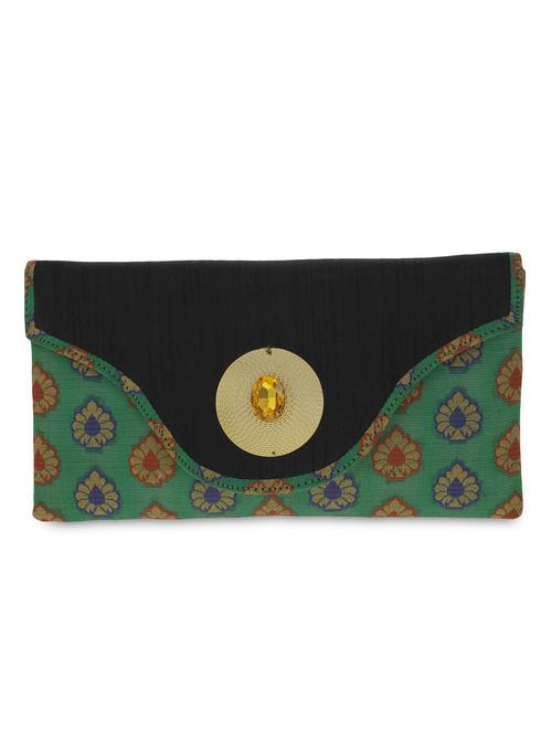 green and black embellished jacquard clutch - 9742098 - Very Small Image - 1