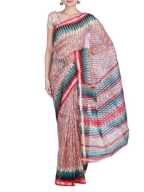 white silk saree - 9742665 - Very Small Image - 1