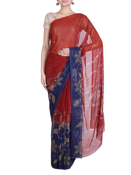 multicolour georgette saree - 9742709 - Very Small Image - 1