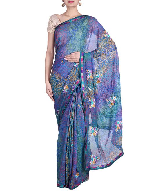 multicolour georgette saree - 9742743 - Very Small Image - 1