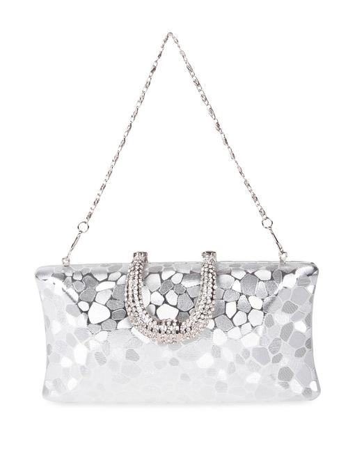 silver pu embellished clutch - 9742849 - Very Small Image - 1