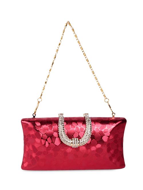red pu embellished clutch - 9742852 - Very Small Image - 1