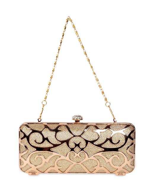golden pu embellished clutch - 9742874 - Very Small Image - 1