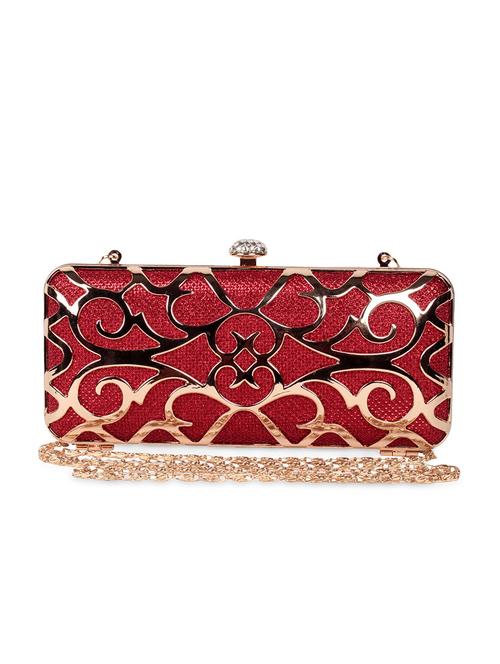 red pu embellished clutch - 9742875 - Very Small Image - 1
