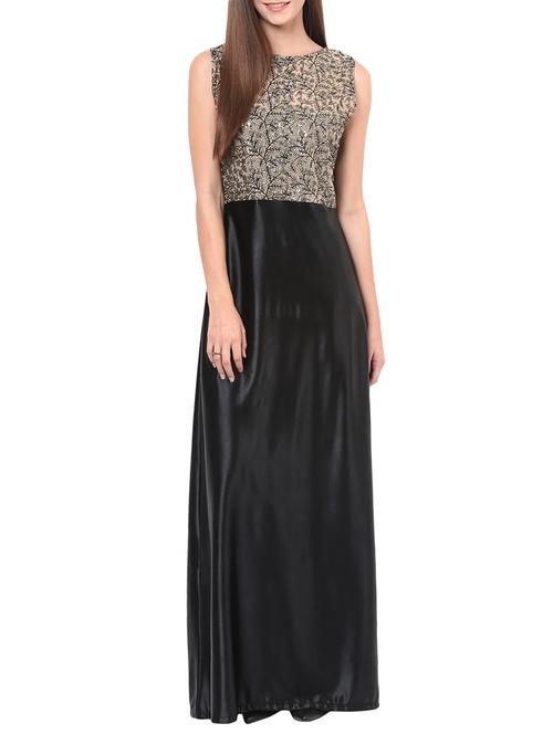 black sequined yoke maxi dress - 9743797 - Very Small Image - 1