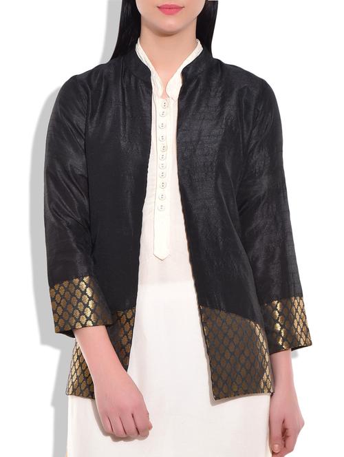Black Full Sleeve Long Jacket - 9751258 - Very Small Image - 1
