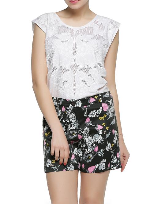 floral printed black shorts - 975137 - Very Small Image - 1