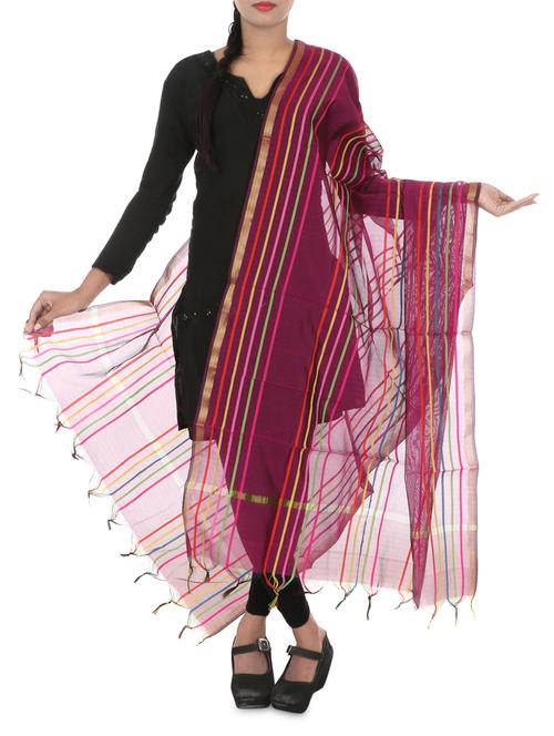purple art silk dupatta - 9756714 - Very Small Image - 1