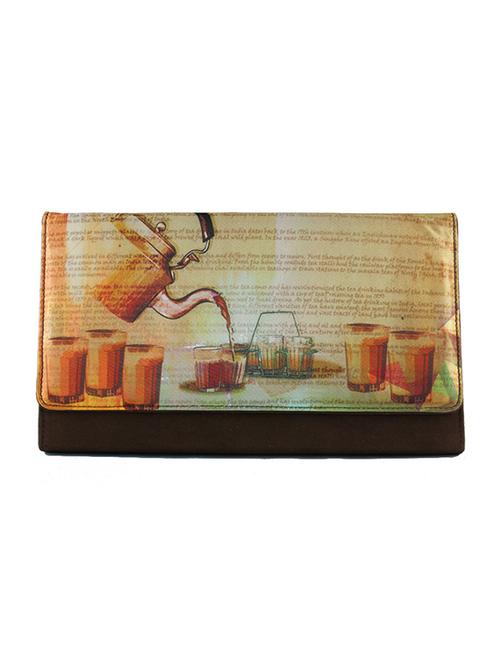 brown graphic printed clutch - 9758345 - Very Small Image - 1