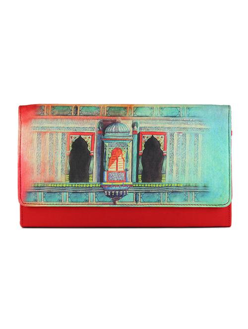 red graphic printed clutch - 9758346 - Very Small Image - 1