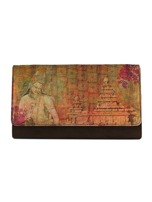 brown graphic printed clutch - 9758350 - Very Small Image - 1