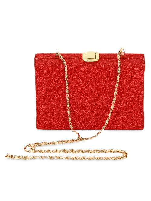 red plain art silk box clutch - 9758401 - Very Small Image - 1