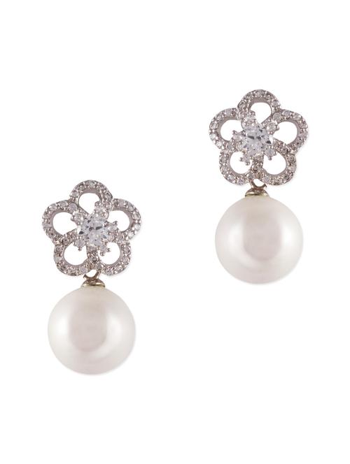 pearlish beauty metal drop earrings - 9761203 - Very Small Image - 1