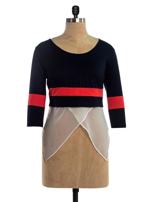 multicoloured colour block quarter sleeves top - 976136 - Very Small Image - 1