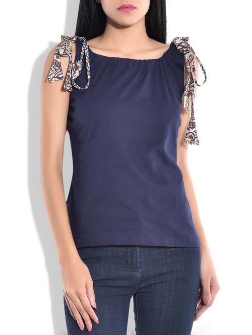 blue cotton plain top - 9764024 - Very Small Image - 1