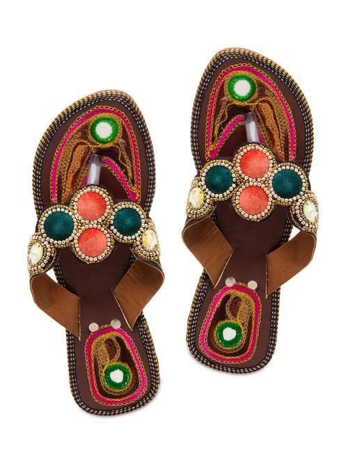 multi colour Leather kolhapuris - 9764138 - Very Small Image - 1