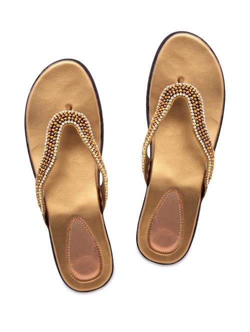golden colour Leatherette wedges - 9764375 - Very Small Image - 1