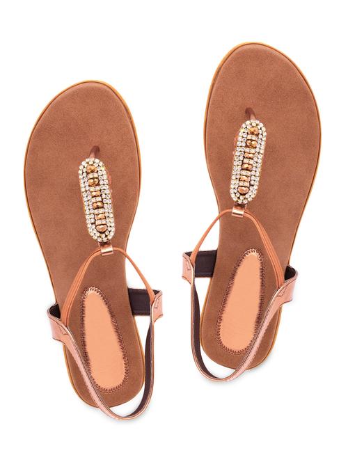 brown colour leatherette sandals - 9764378 - Very Small Image - 1
