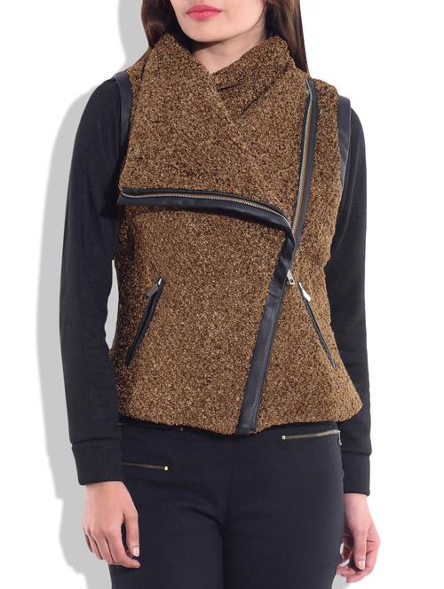 brown polyester jacket - 9766657 - Very Small Image - 1