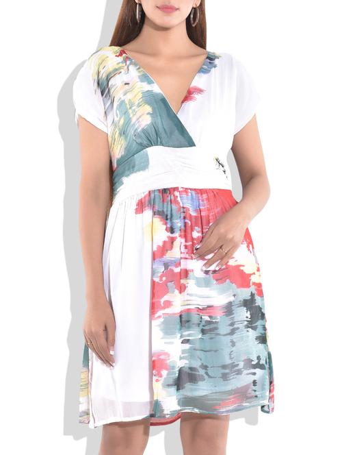 white & multi poly chiffon dress - 9766840 - Very Small Image - 1
