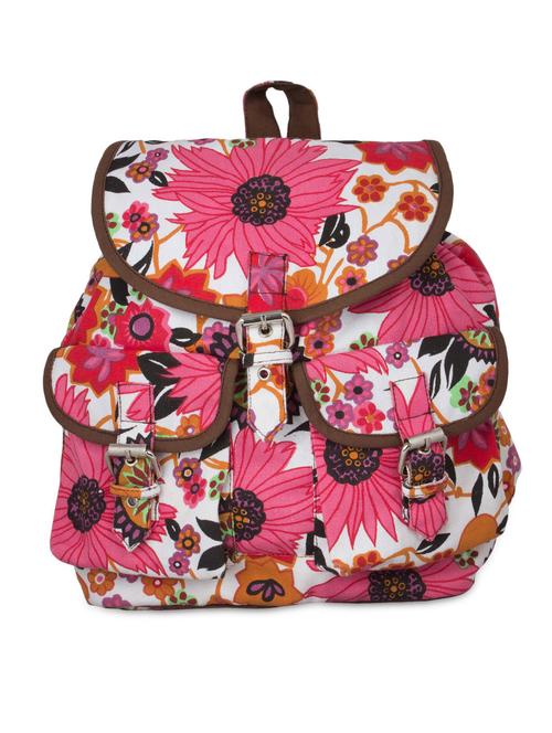 multi colored canvas floral printed backpack - 9767223 - Very Small Image - 1