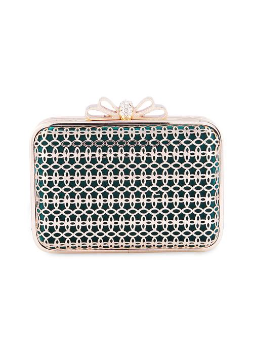 green metal & velvet cluch - 9768591 - Very Small Image - 1