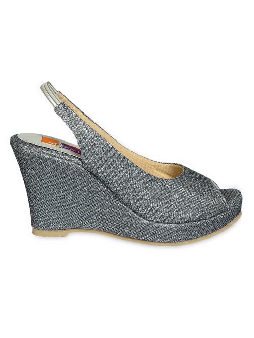 silver color leatherette wedges - 9768715 - Very Small Image - 1