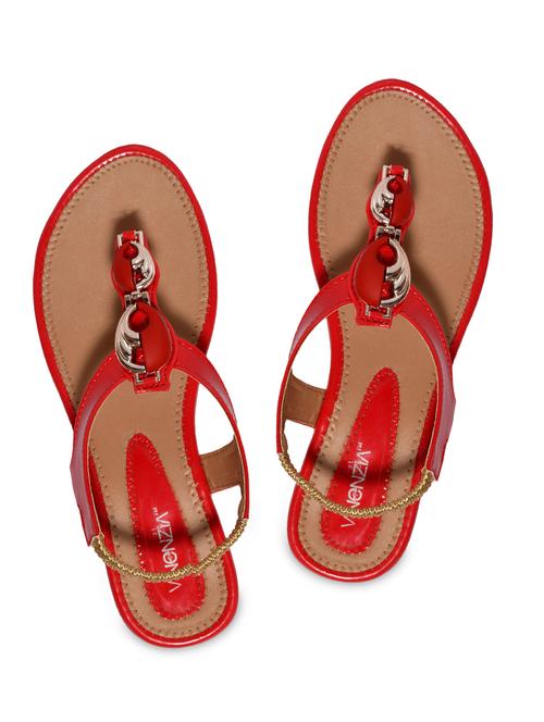 red leatherette plain sandals - 9769591 - Very Small Image - 1
