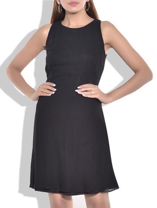 black poly georgette dress - 9769752 - Very Small Image - 1