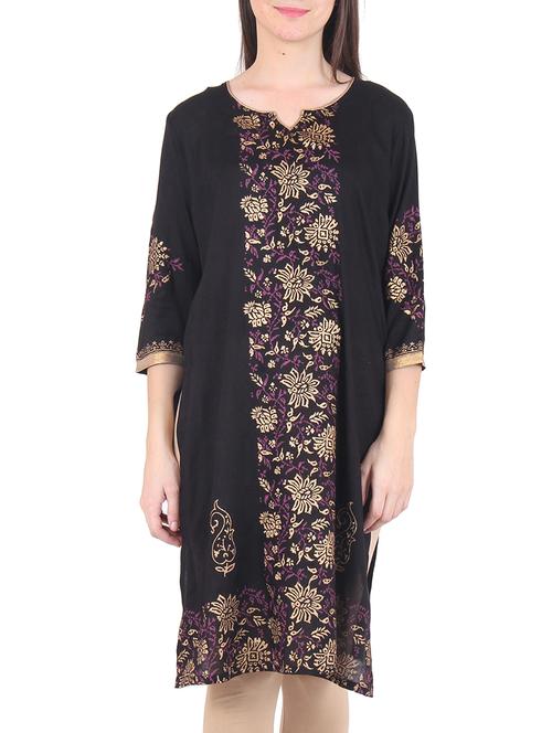 black rayon and viscose kurta - 9771656 - Very Small Image - 1