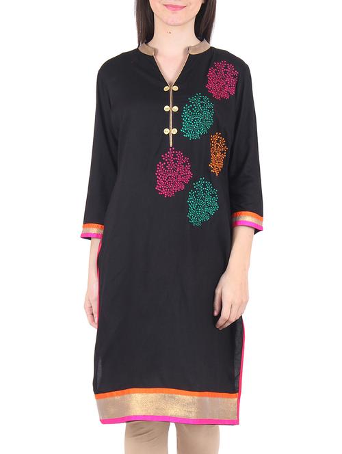 black rayon and viscose kurta - 9771665 - Very Small Image - 1