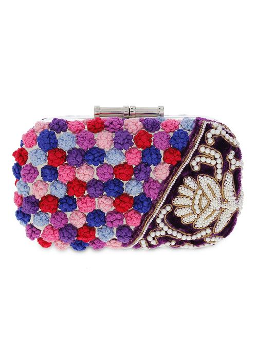 multicolored embroidered velvet clutch - 9771720 - Very Small Image - 1