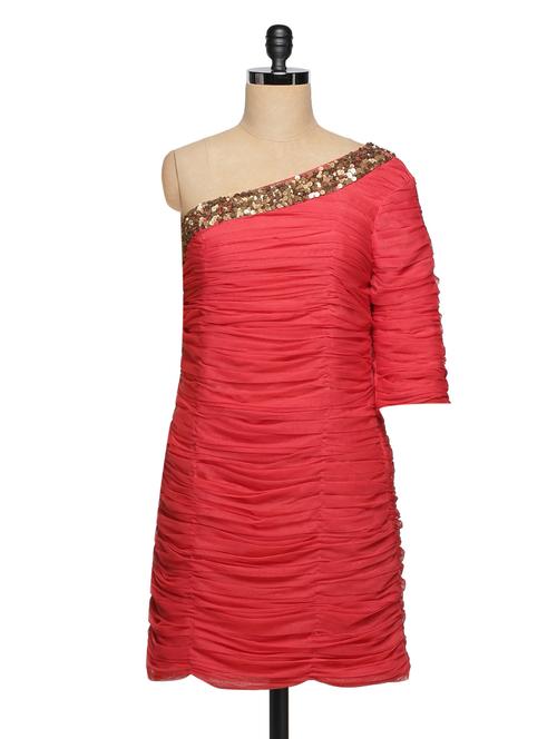 sequined one shoulder red dress - 977195 - Very Small Image - 1