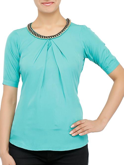 blue crepe top - 9771955 - Very Small Image - 1