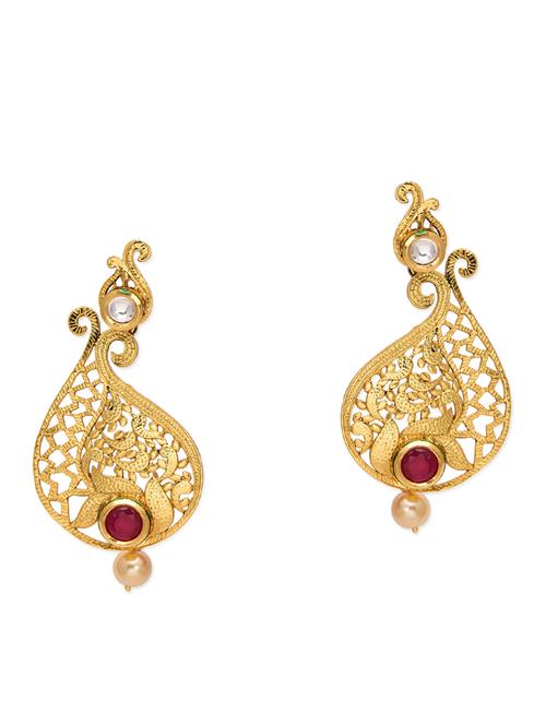 golden paisley pattern drop earrings - 9773800 - Very Small Image - 1