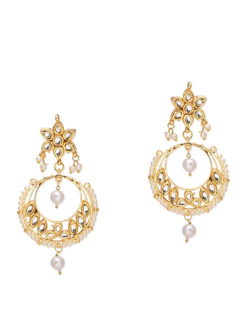 kundan with pearls chandbali earring set - 9773803 - Very Small Image - 1