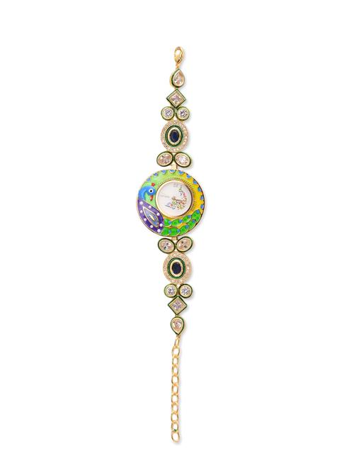 peacock inspired enamel work bracelet watch - 9773825 - Very Small Image - 1