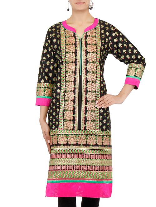 black cotton kurta - 9778202 - Very Small Image - 1