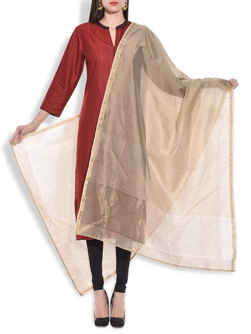 tagaai beige chanderi silk stole - 9781215 - Very Small Image - 1