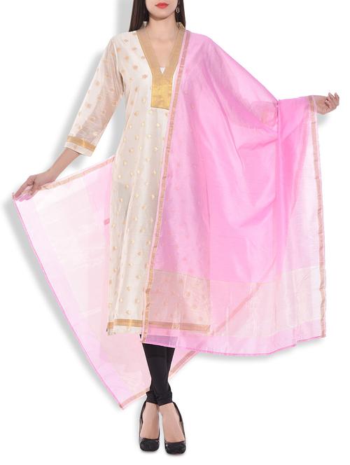 tagaai pink chanderi silk stole - 9781218 - Very Small Image - 1